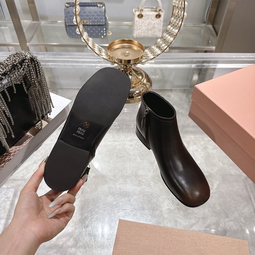M1um1u Fumé Leather Ankle Boots