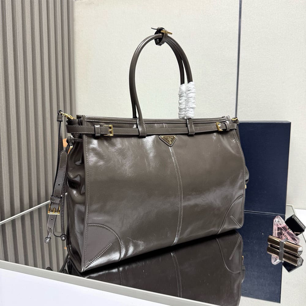 Pra*a Bonnie extra-large leather handbag(HIGH-END GRADE)
