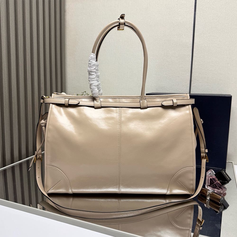 Pra*a Bonnie extra-large leather handbag(HIGH-END GRADE)