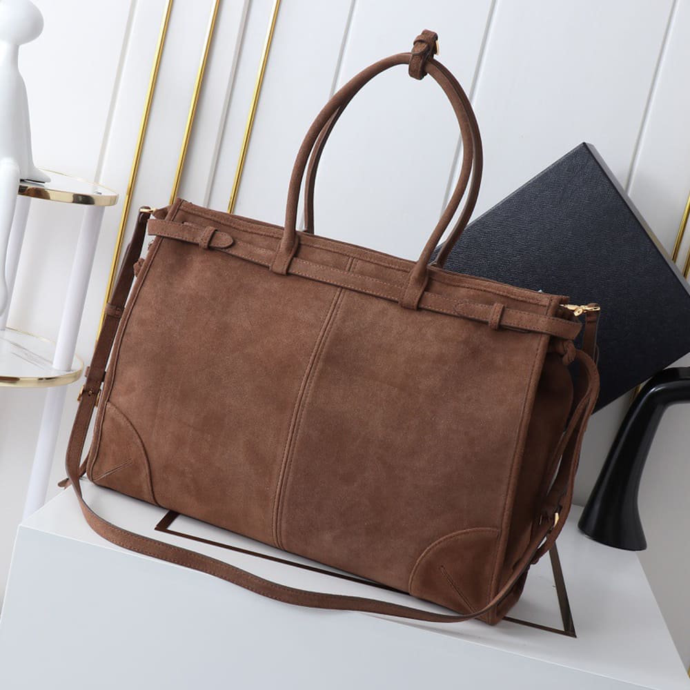 Pra*a Bonnie extra-large suede handbag(HIGH-END GRADE)