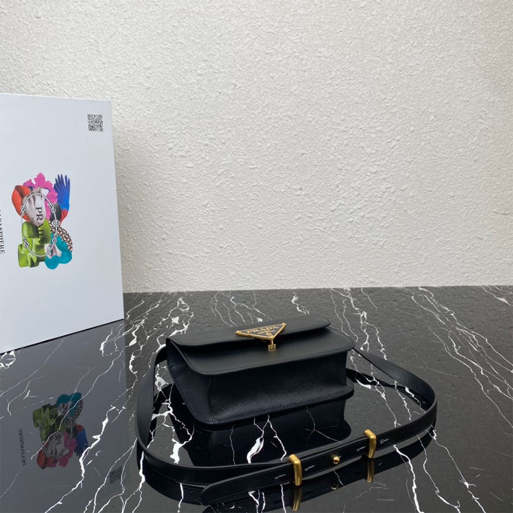 Pra*a Saffiano leather flap shoulder bag(HIGH-END GRADE)