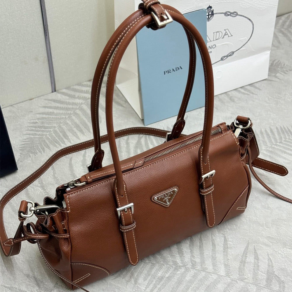Pra*a Bonnie medium antiqued leather tote bag(HIGH-END GRADE)