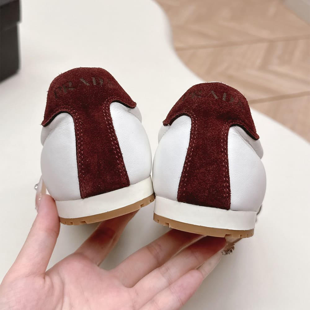 Pra*a Nappa leather and suede sneakers