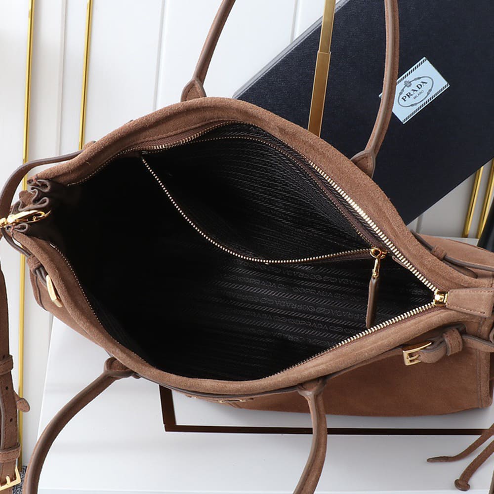 Pra*a Bonnie extra-large suede handbag(HIGH-END GRADE)