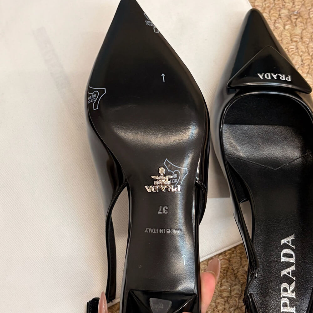 Pra*a Patent leather slingback pumps
