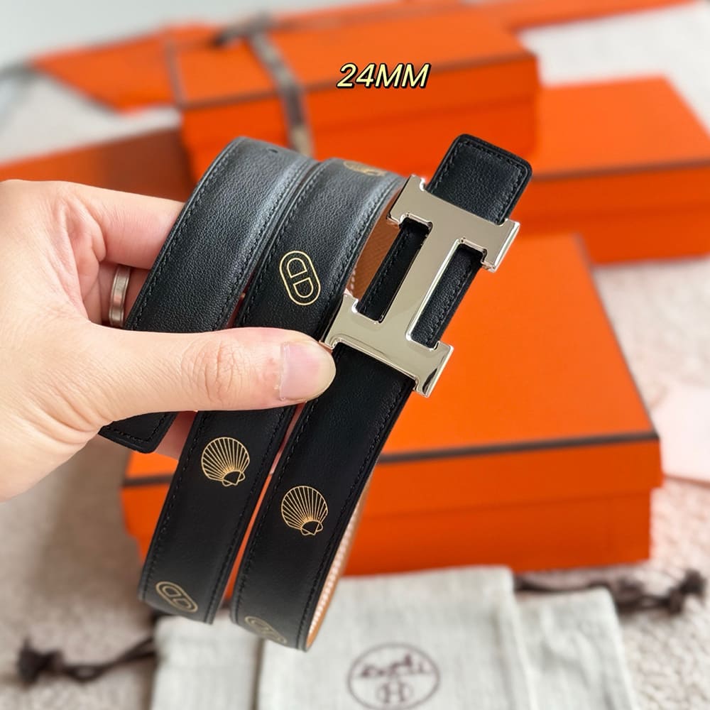 H**me5 Mini H belt buckle & H**me5 sur Mer reversible leather strap 24 mm
