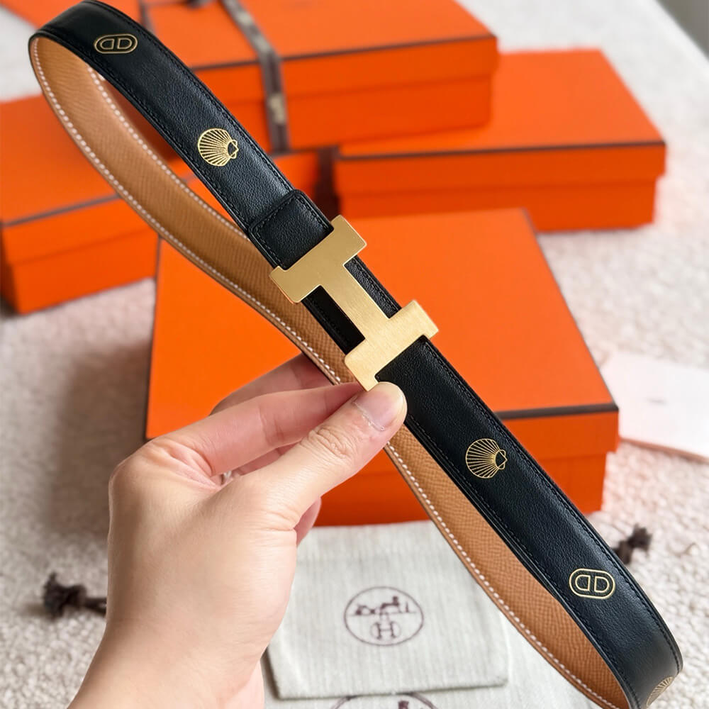 H**me5 Mini H belt buckle & H**me5 sur Mer reversible leather strap 24 mm