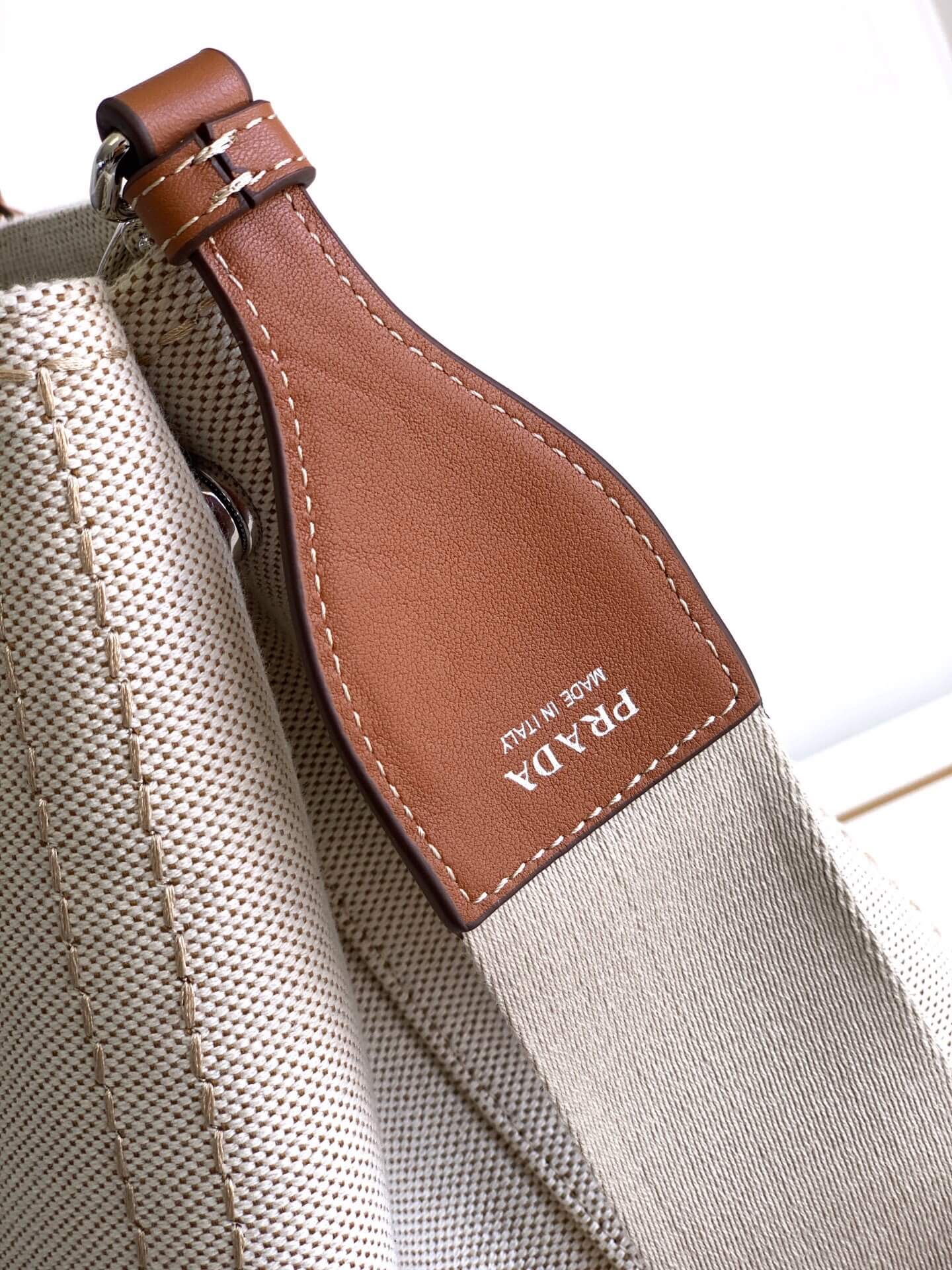 Pra*a Jardinière extra-large linen blend tote bag(HIGH-END GRADE)