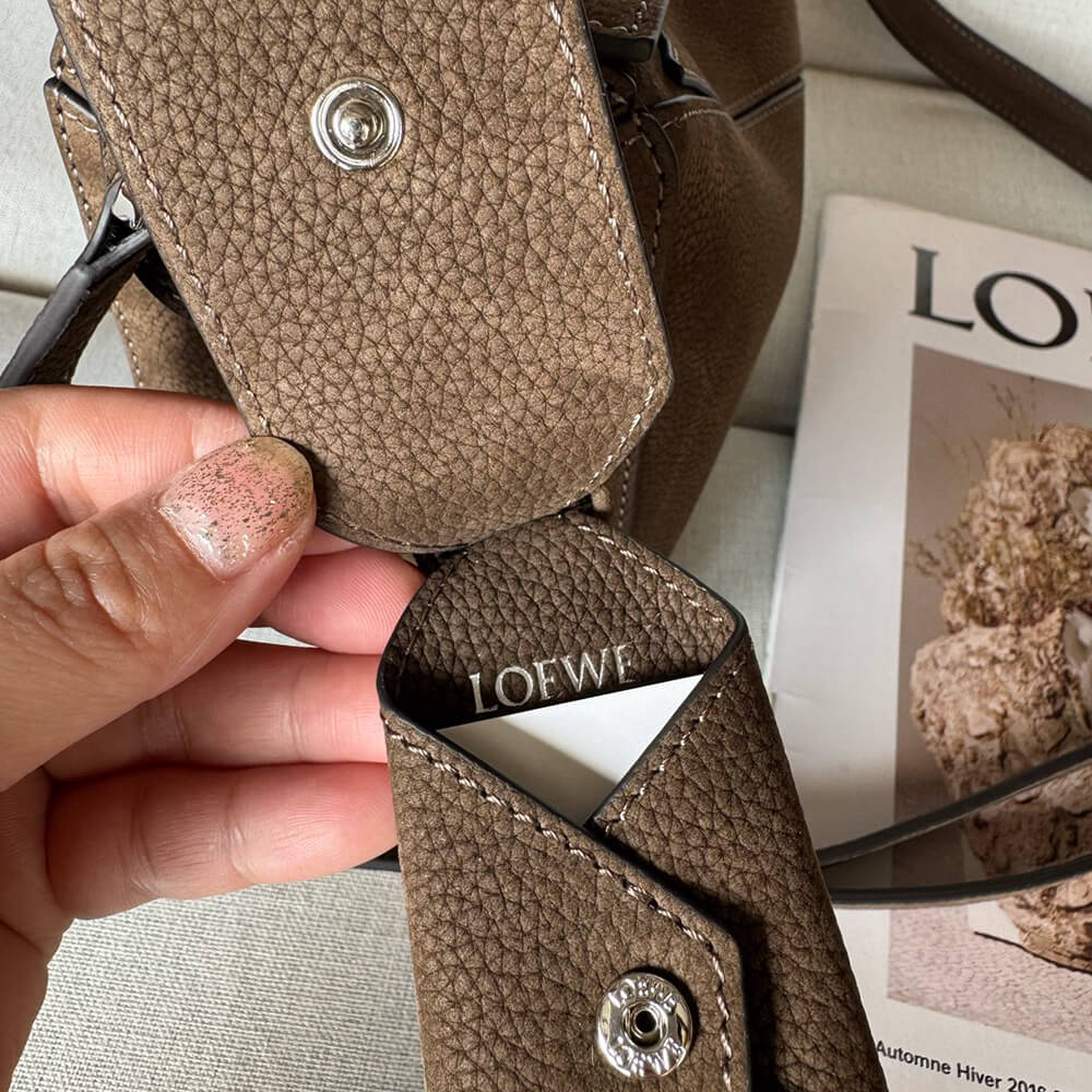 L0ew* Puzzle small textured-nubuck shoulder bag(TAX-FREE GRADE)