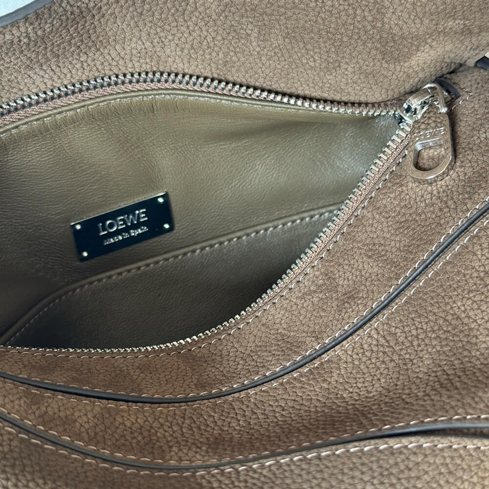 L0ew* Puzzle small textured-nubuck shoulder bag(TAX-FREE GRADE)