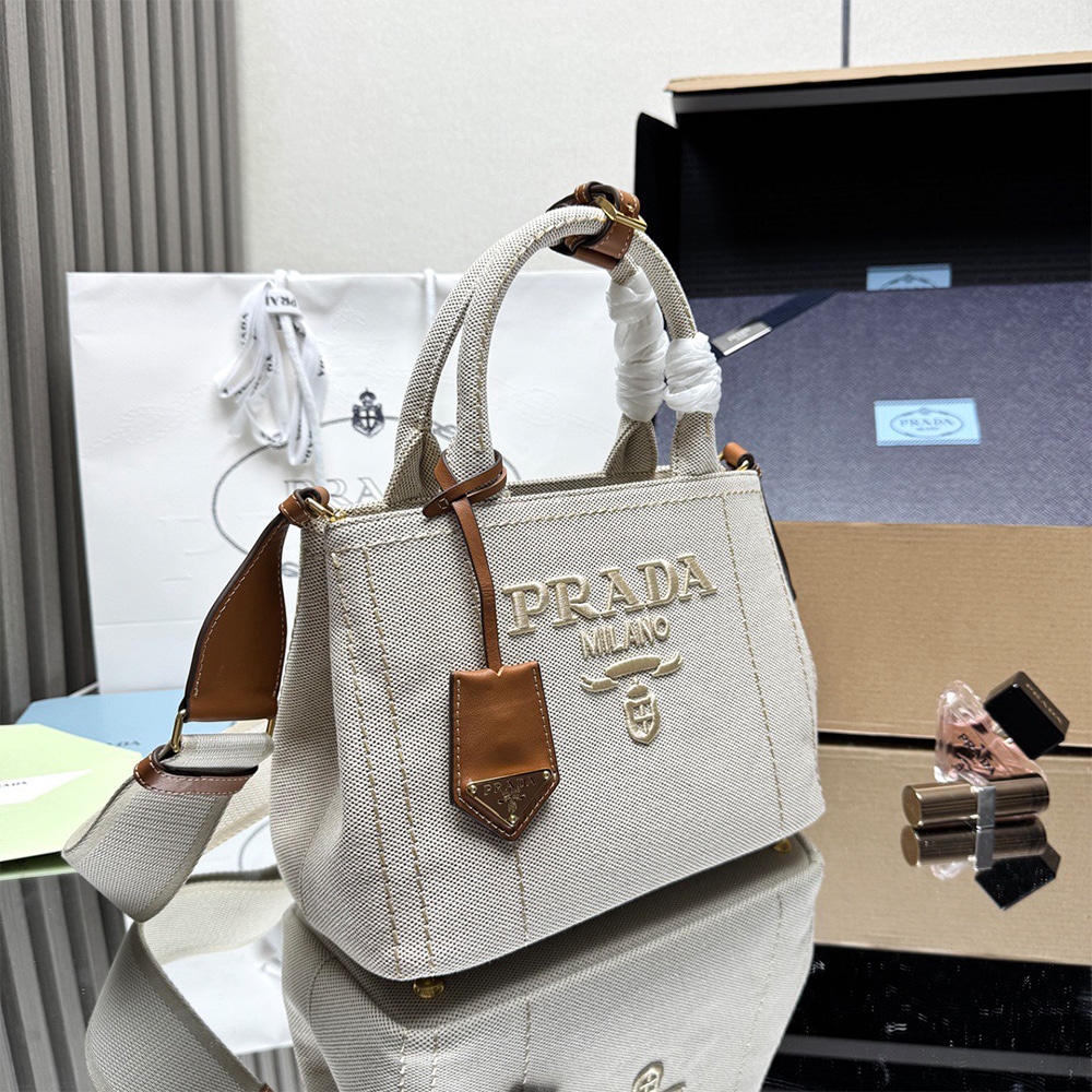 Pra*a Jardiniere small cotton canvas bag(HIGH-END GRADE)
