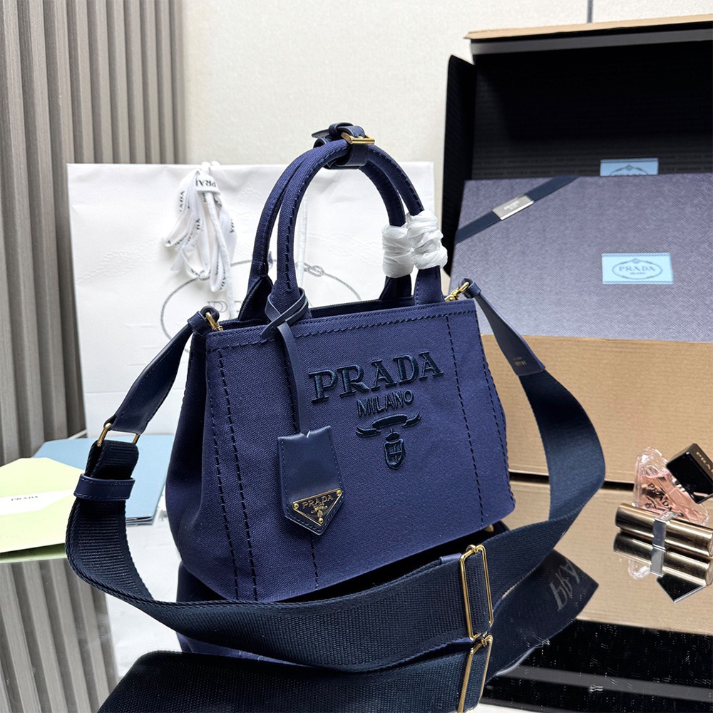 Pra*a Jardiniere small cotton canvas bag(HIGH-END GRADE)