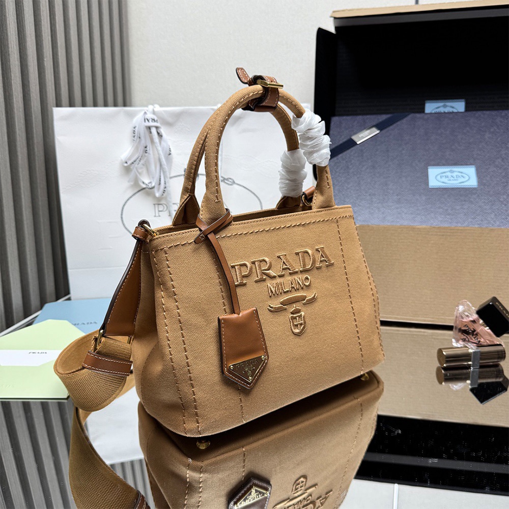 Pra*a Jardiniere small cotton canvas bag(HIGH-END GRADE)