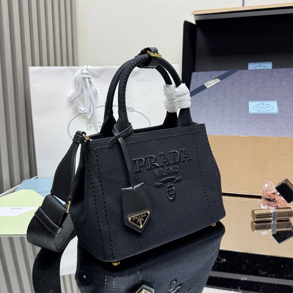 Pra*a Jardiniere small cotton canvas bag(HIGH-END GRADE)