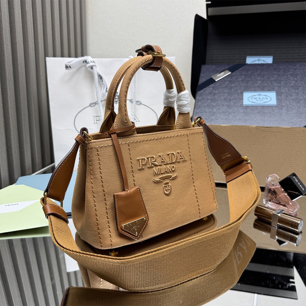 Pra*a Jardiniere mini cotton canvas handbag(HIGH-END GRADE)