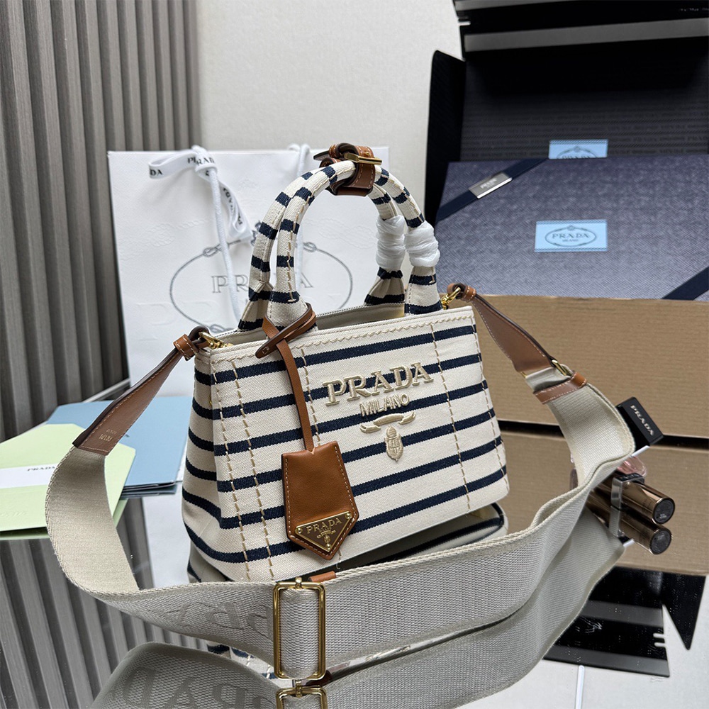 Pra*a Jardiniere mini cotton canvas handbag(HIGH-END GRADE)