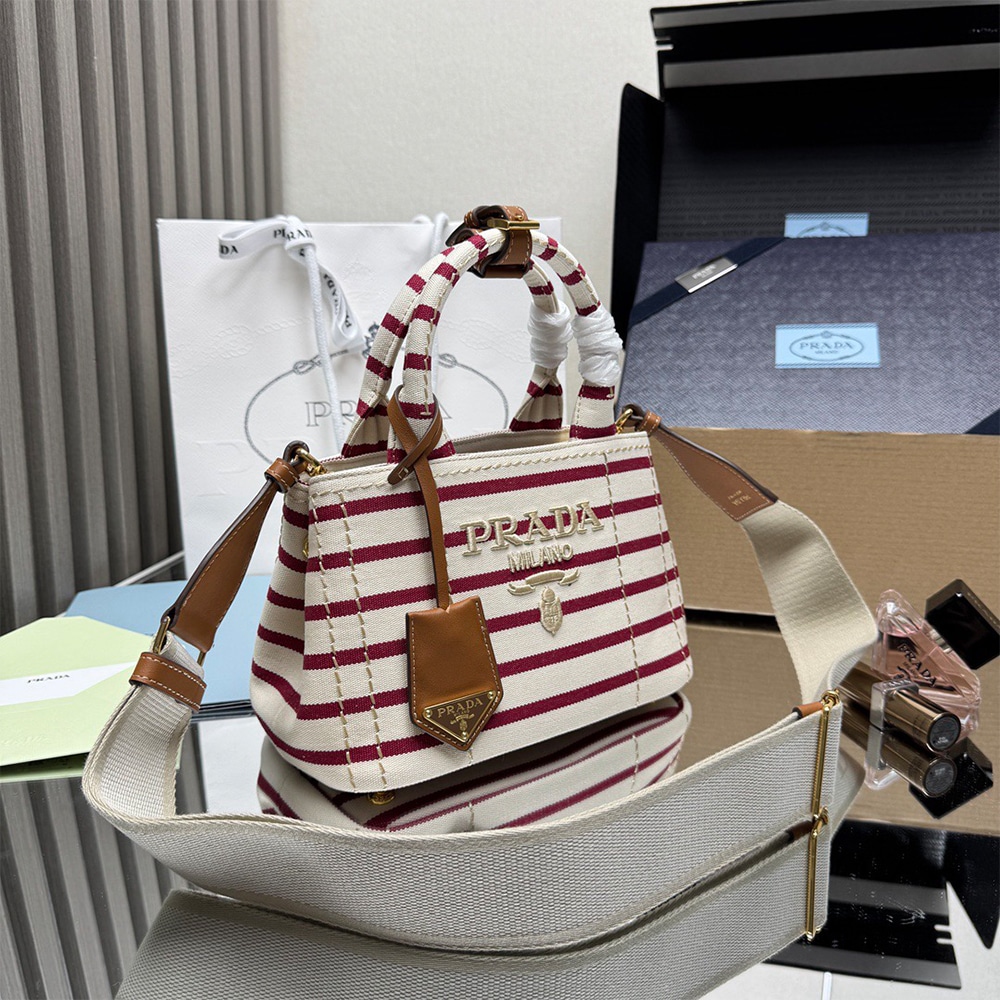 Pra*a Jardiniere mini cotton canvas handbag(HIGH-END GRADE)