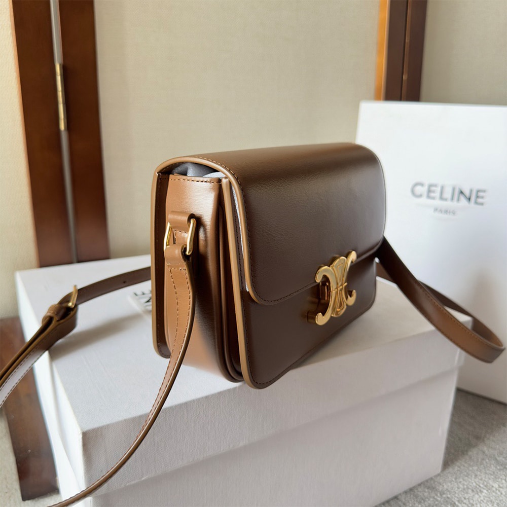 Ce1i*e TEEN TRIOMPHE BAG IN shiny calfskin(HIGH-END GRADE)