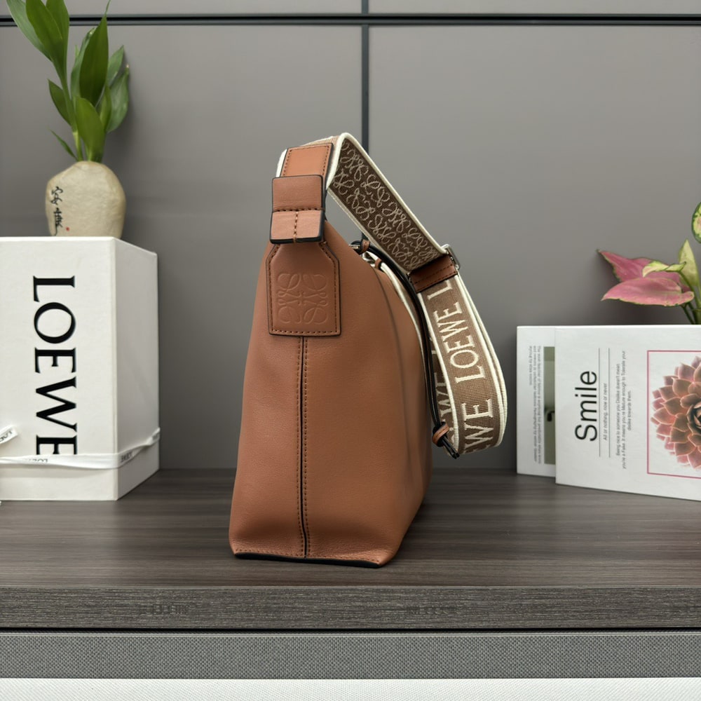 L0ew* Small Cubi crossbody bag in S*pple smooth calfskin and jacquard (HIGH-END GRADE)