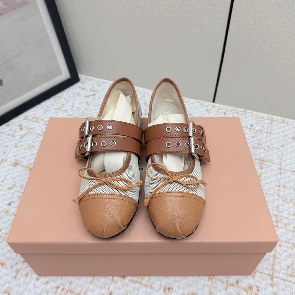 M1um1u Canvas and leather ballerinas (EU SIZE 35-40)