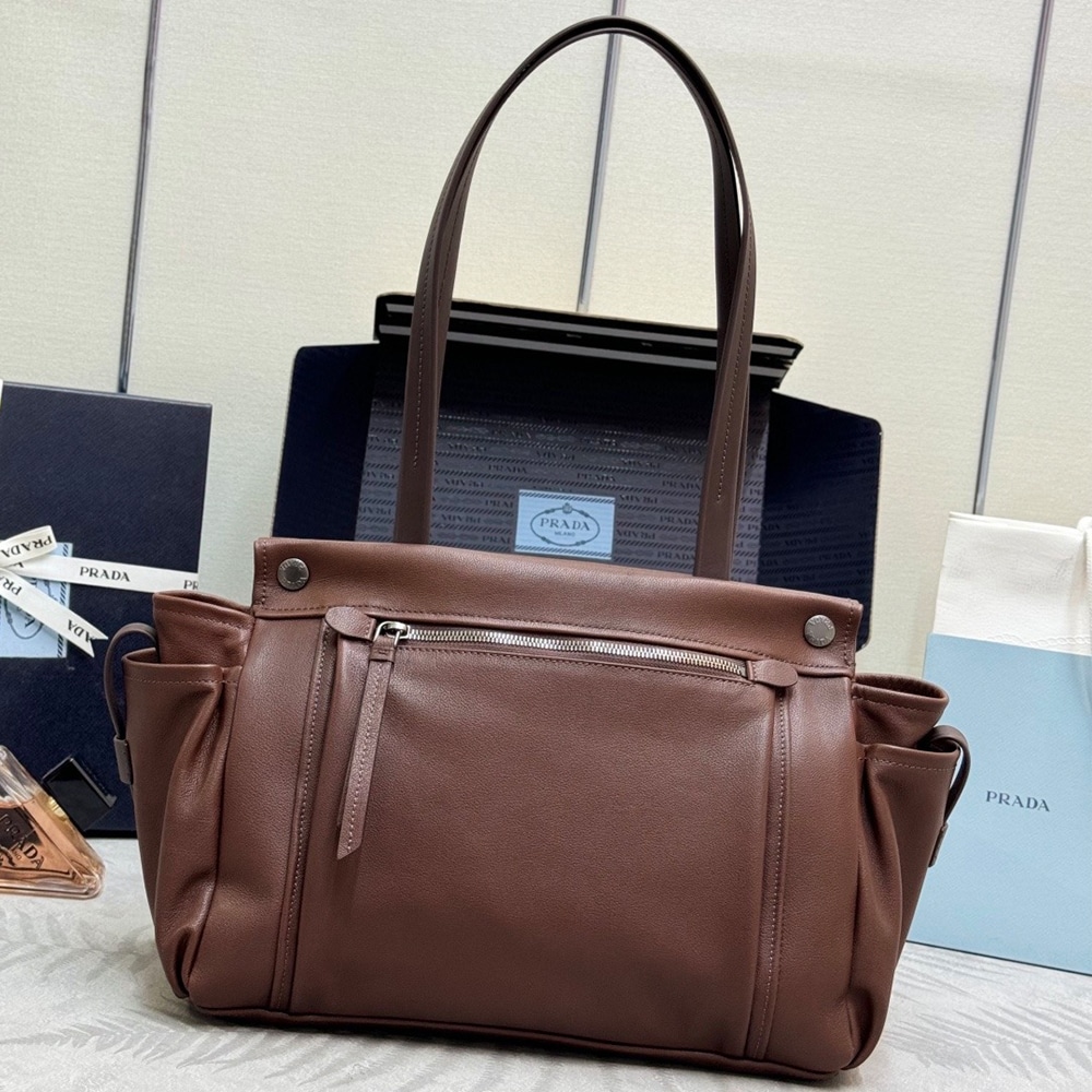 Pra*a Route large leather tote bag(HIGH-END GRADE)