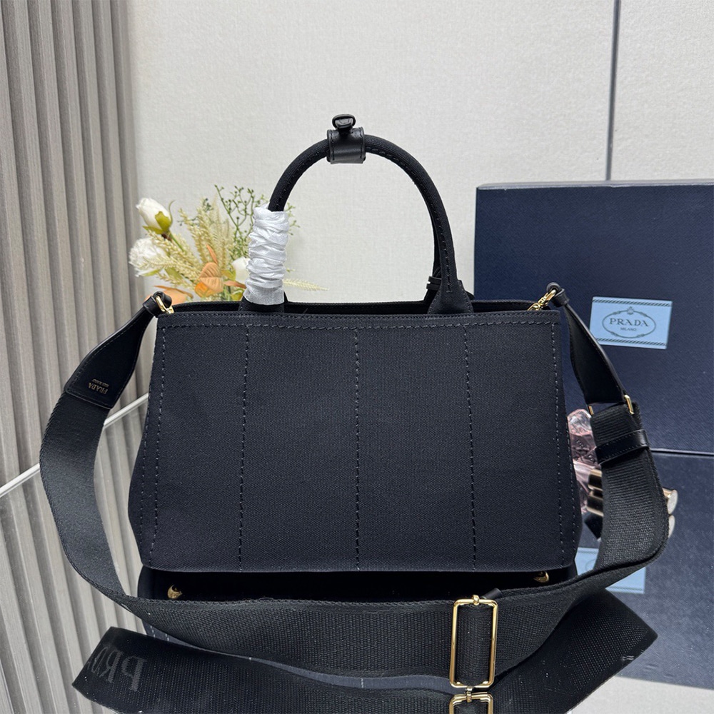 Pra*a Jardiniere large cotton canvas handbag(HIGH-END GRADE)