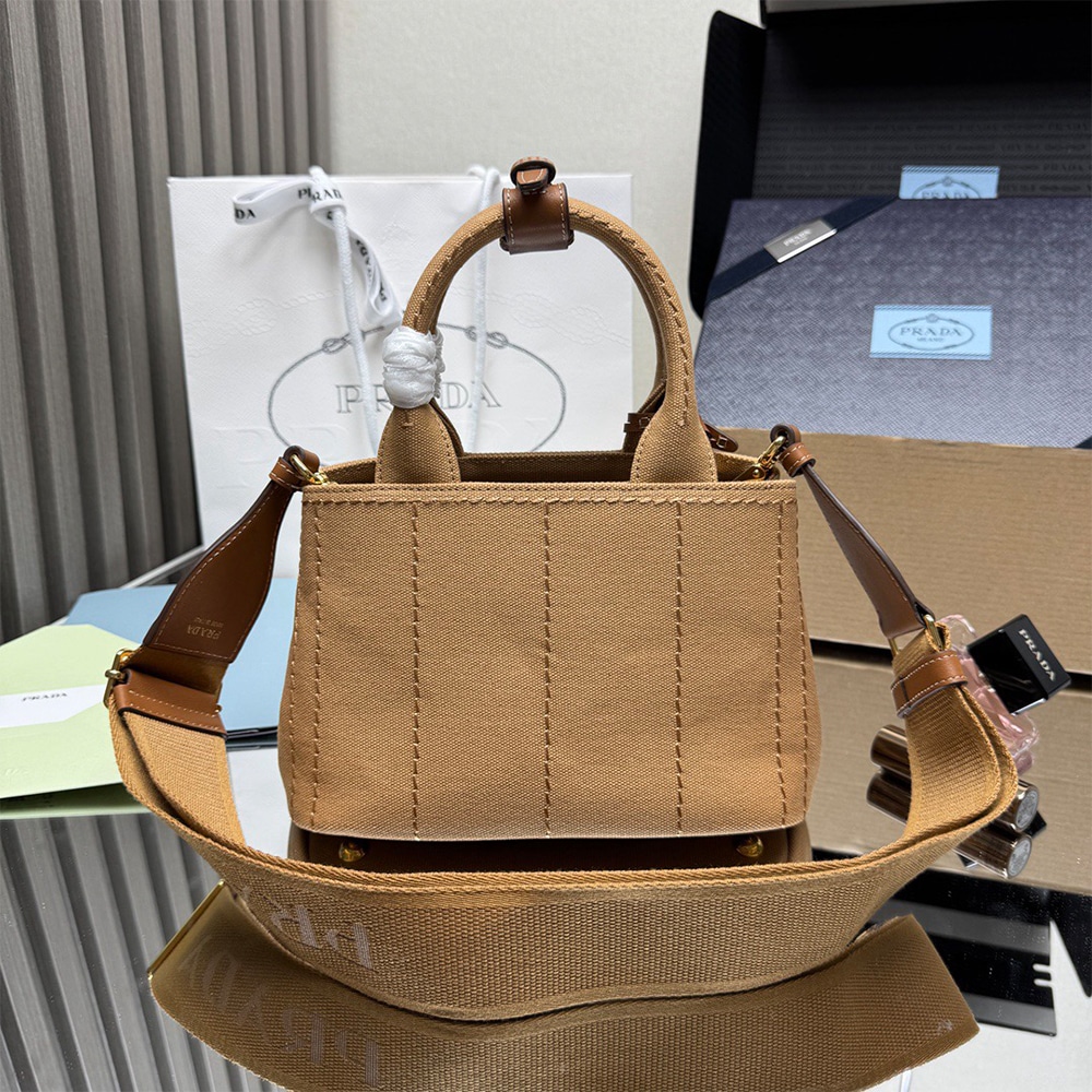 Pra*a Jardiniere mini cotton canvas handbag(HIGH-END GRADE)