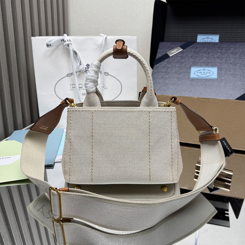 Pra*a Jardiniere mini cotton canvas handbag(HIGH-END GRADE)