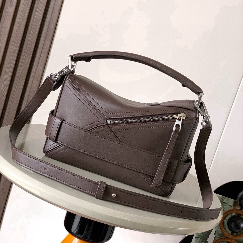 L0ew* Small Puzzle Biker bag in shiny calfskin (HIGH-END GRADE)
