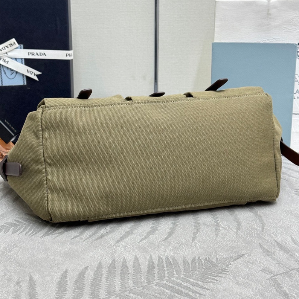 Pra*a Route large canvas and leather tote bag(HIGH-END GRADE)