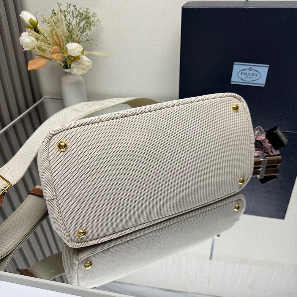 Pra*a Jardiniere large cotton canvas handbag(HIGH-END GRADE)