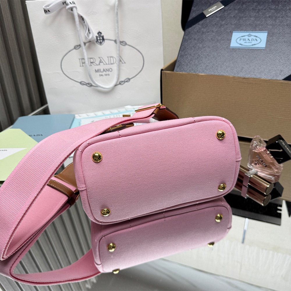 Pra*a Jardiniere mini cotton canvas handbag(HIGH-END GRADE)