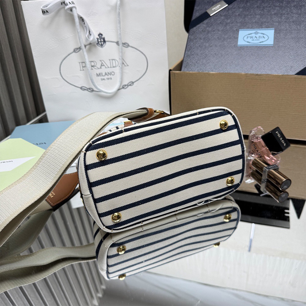Pra*a Jardiniere mini cotton canvas handbag(HIGH-END GRADE)