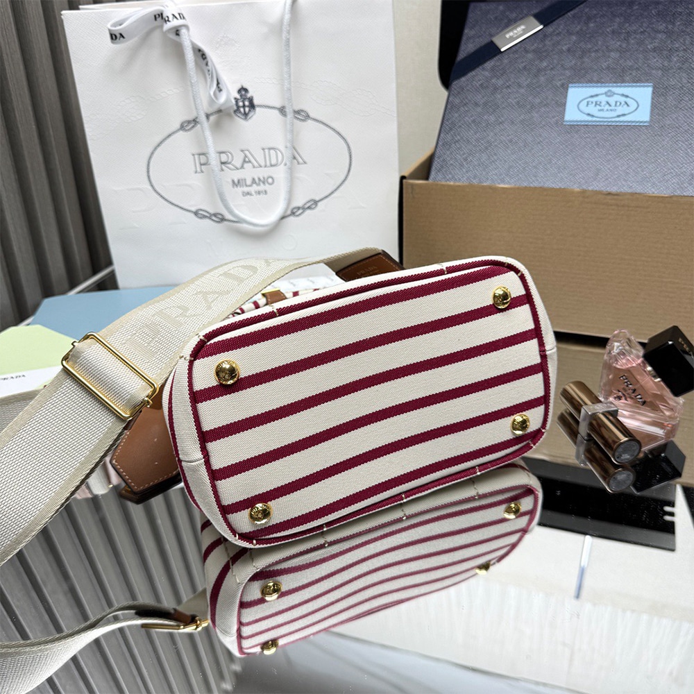 Pra*a Jardiniere mini cotton canvas handbag(HIGH-END GRADE)