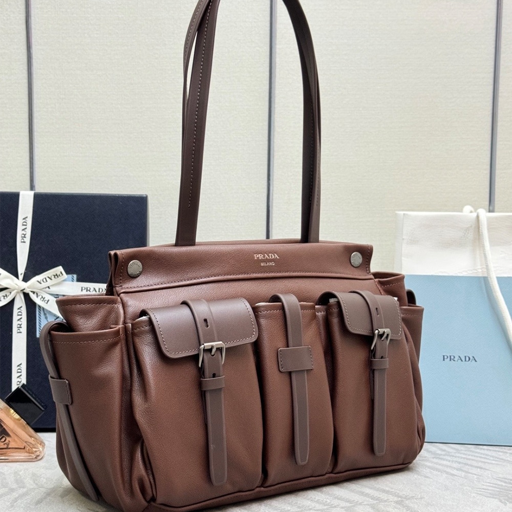 Pra*a Route large leather tote bag(HIGH-END GRADE)