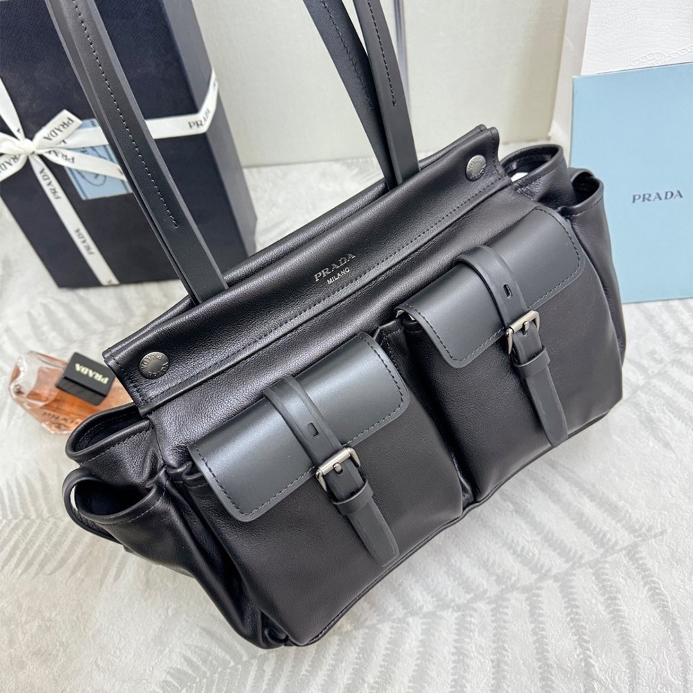 Pra*a Route medium leather tote bag(HIGH-END GRADE)