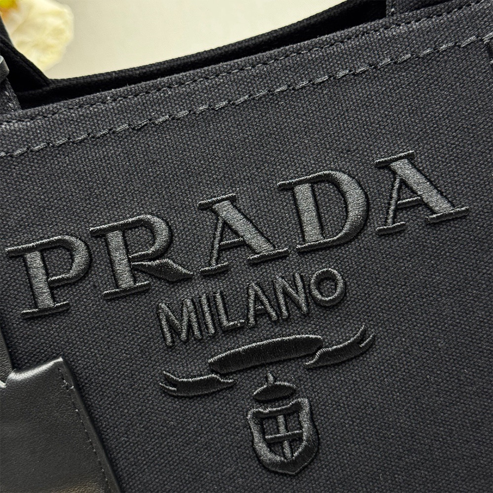 Pra*a Jardiniere large cotton canvas handbag(HIGH-END GRADE)