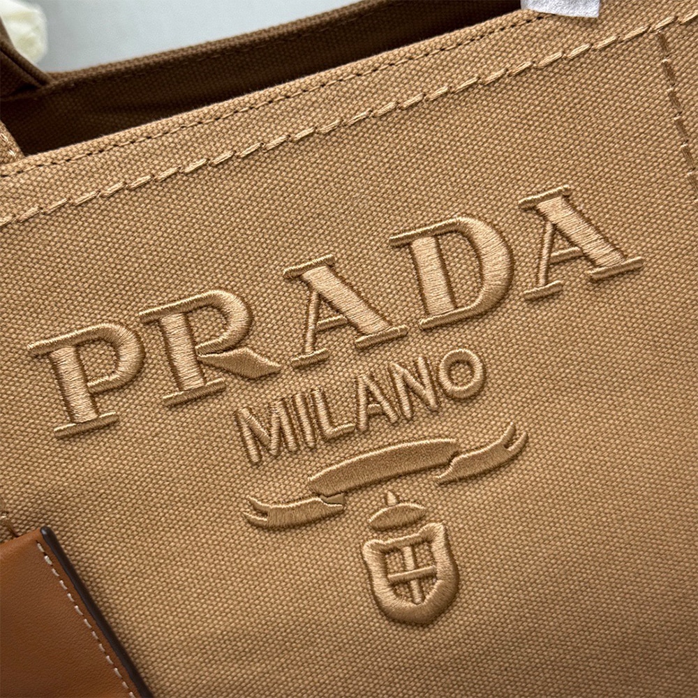 Pra*a Jardiniere large cotton canvas handbag(HIGH-END GRADE)