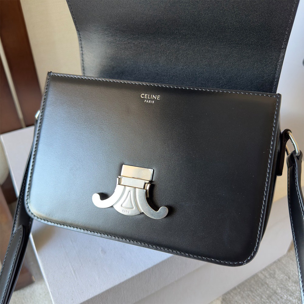 Ce1i*e TEEN TRIOMPHE BAG IN shiny calfskin(HIGH-END GRADE)
