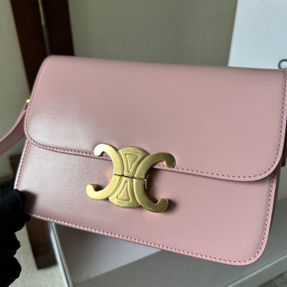 Ce1i*e TEEN TRIOMPHE BAG IN shiny calfskin(HIGH-END GRADE)