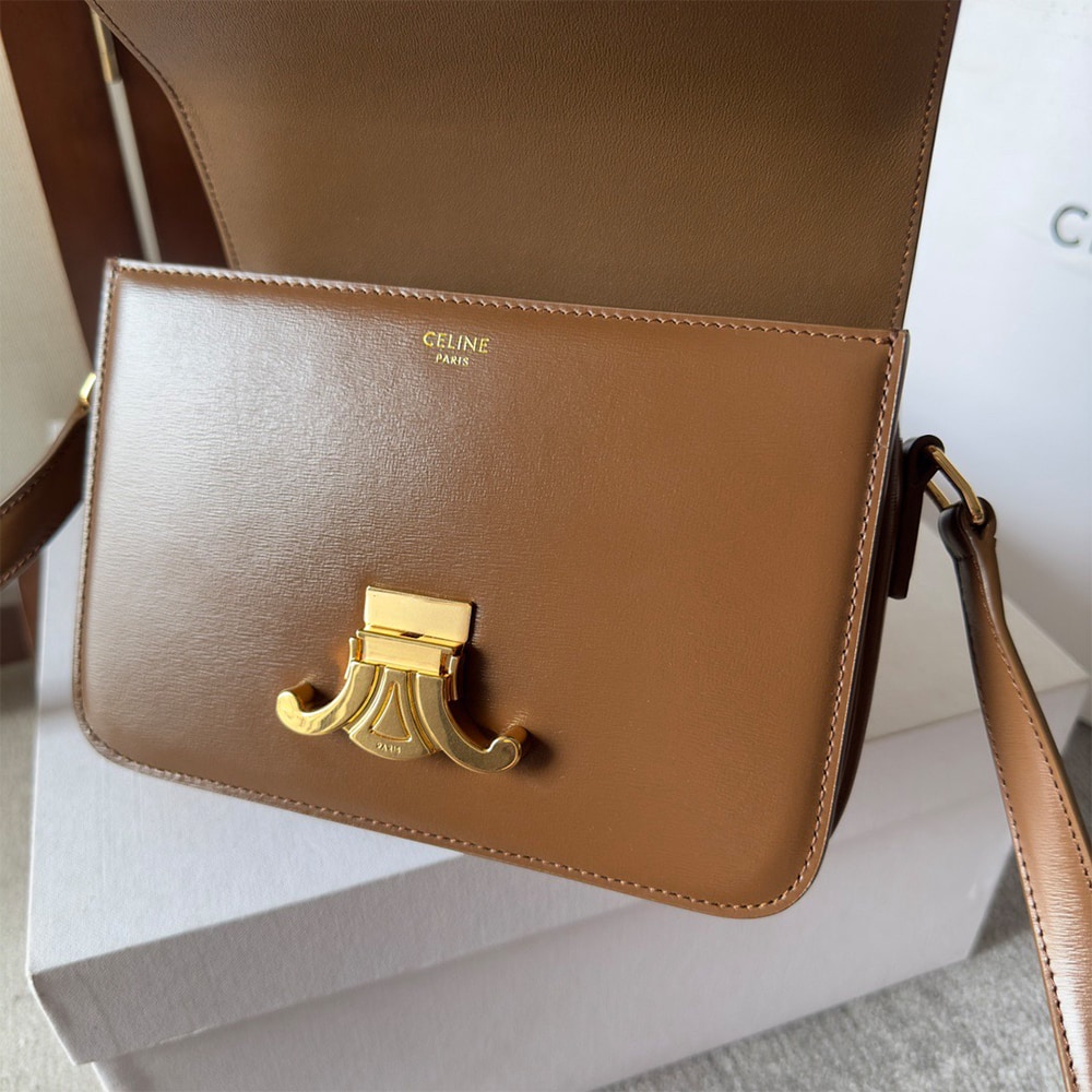 Ce1i*e TEEN TRIOMPHE BAG IN shiny calfskin(HIGH-END GRADE)