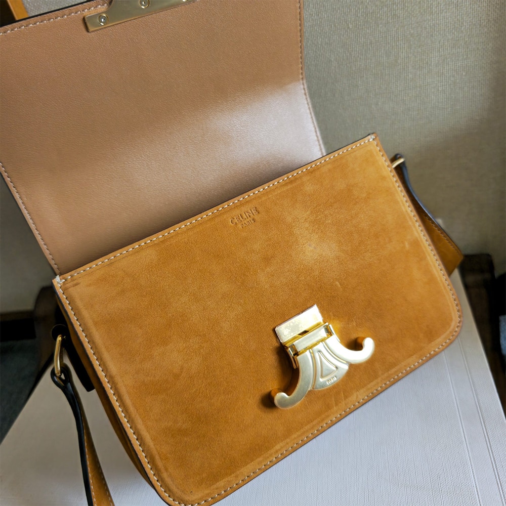 Ce1i*e TEEN TRIOMPHE BAG IN NUBUCK CALFSKIN(HIGH-END GRADE)