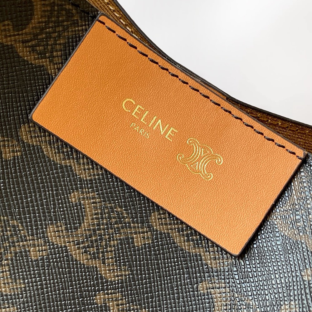 Ce1i*e SMALL CUBE BAG IN Triomphe Canvas and NATURAL Calfskin(HIGH-END GRADE)