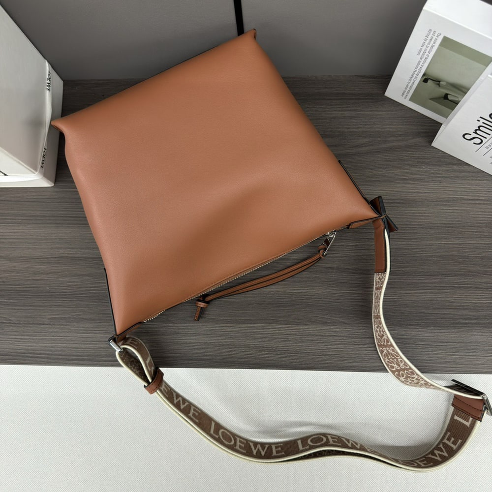 L0ew* Small Cubi crossbody bag in S*pple smooth calfskin and jacquard (HIGH-END GRADE)
