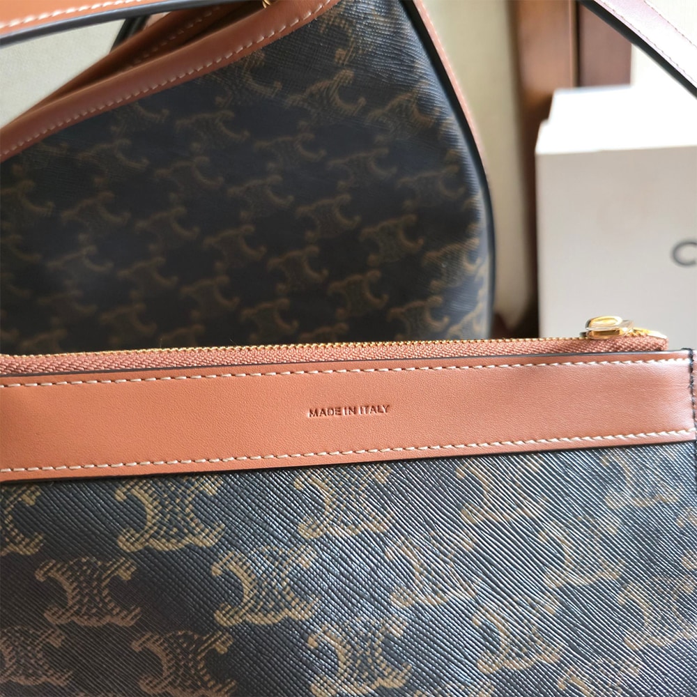 Ce1i*e SOFT SHOPPER BAG IN TRIOMPHE CANVAS AND CALFSKIN(HIGH-END GRADE)