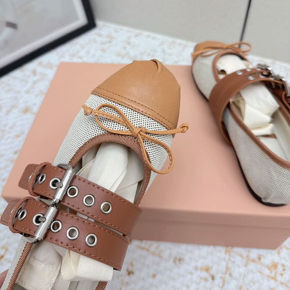 M1um1u Canvas and leather ballerinas (EU SIZE 35-40)