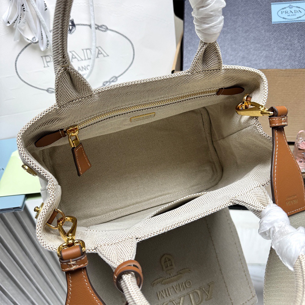 Pra*a Jardiniere small cotton canvas bag(HIGH-END GRADE)