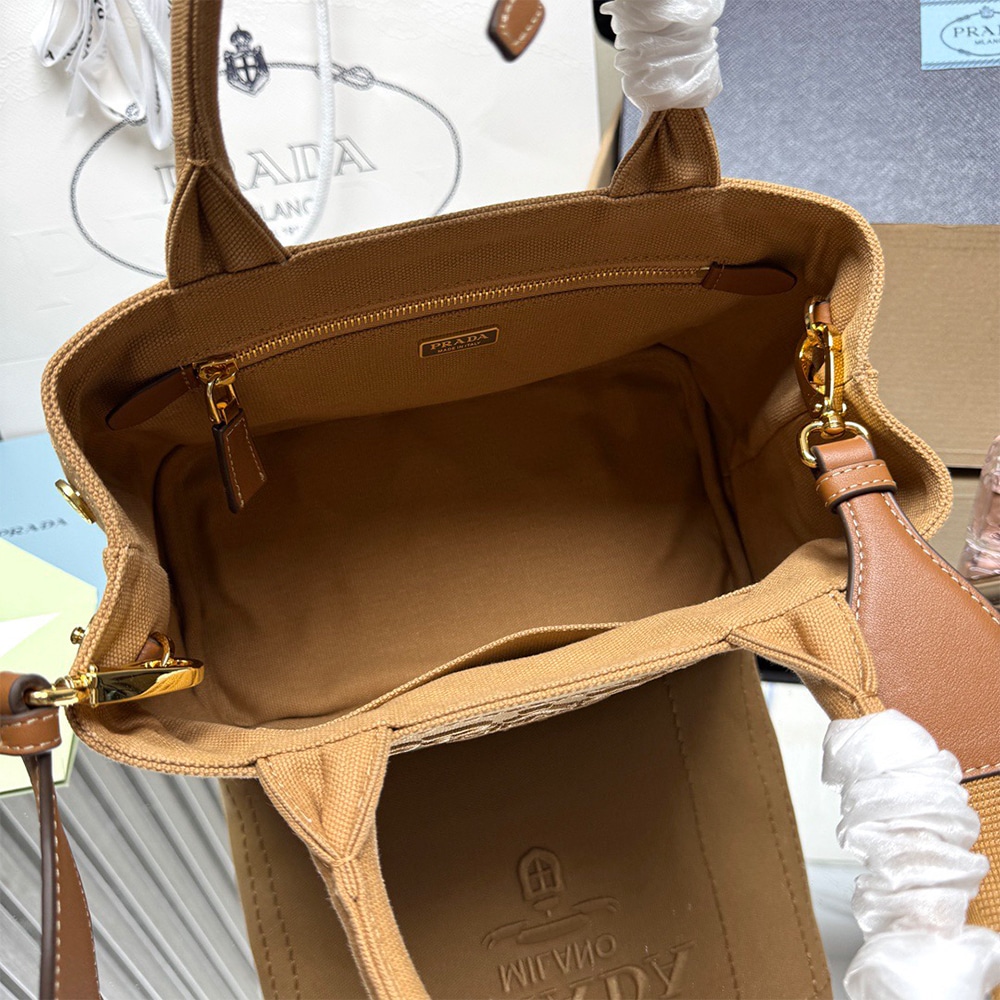 Pra*a Jardiniere small cotton canvas bag(HIGH-END GRADE)