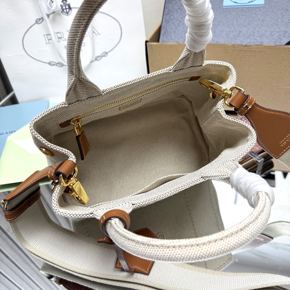 Pra*a Jardiniere mini cotton canvas handbag(HIGH-END GRADE)