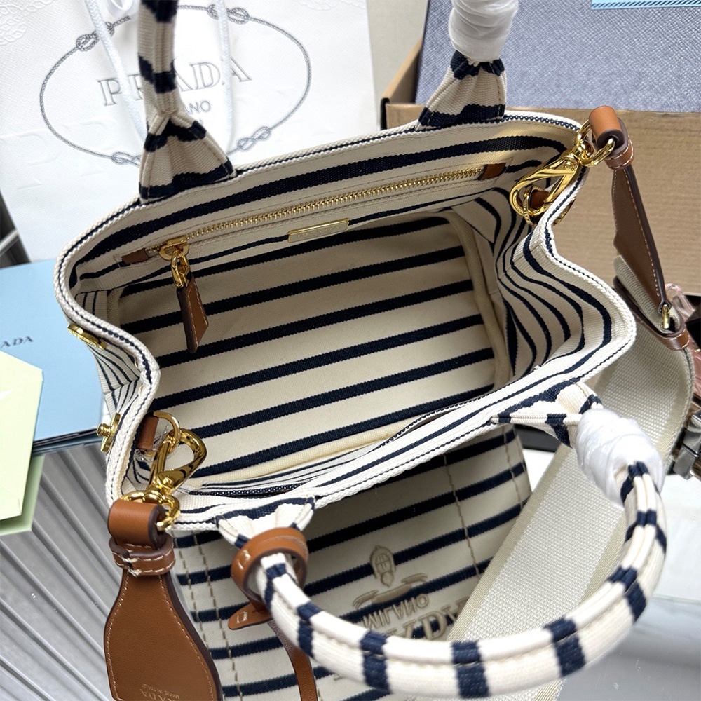 Pra*a Jardiniere mini cotton canvas handbag(HIGH-END GRADE)